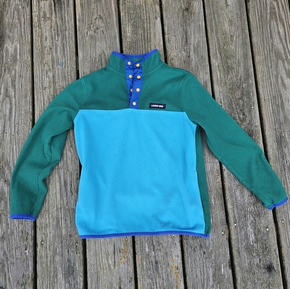 Lands’End Color Block Fleece Blue ans Green - Picture 2 of 7